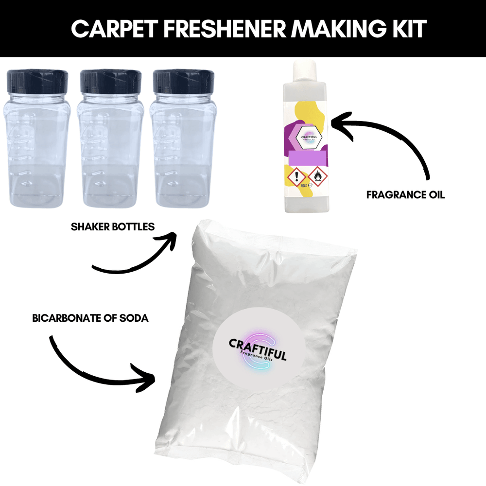 Carpet Freshener Kit - Craftiful Fragrance Oils - Supplies for Wax Melts, Candles, Room Sprays, Reed Diffusers, Bath Bombs, Soaps, Perfumes, Bath Salts and Body Sprays