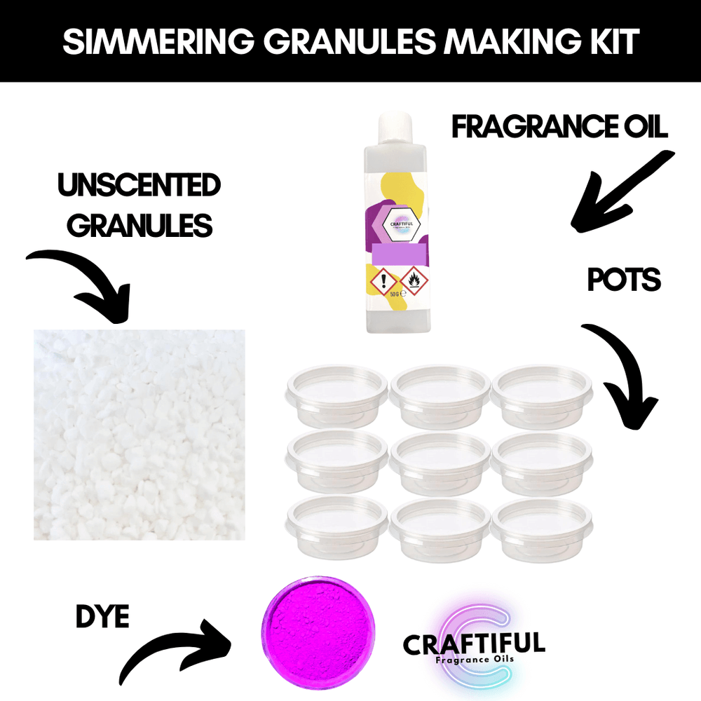 Simmering Granules Making Kit - Craftiful Fragrance Oils - Supplies for Wax Melts, Candles, Room Sprays, Reed Diffusers, Bath Bombs, Soaps, Perfumes, Bath Salts and Body Sprays