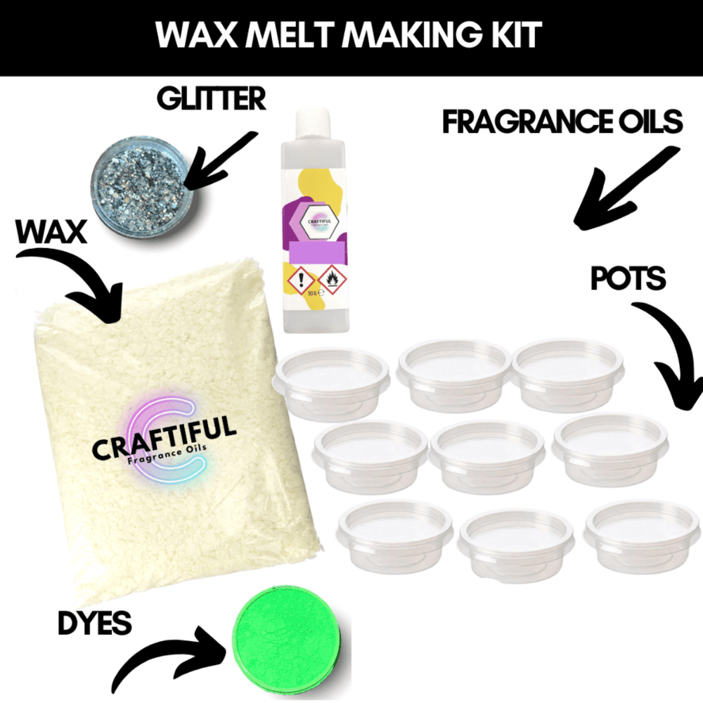 Wax Melt Making Kit - Craftiful Fragrance Oils - Supplies for Wax Melts, Candles, Room Sprays, Reed Diffusers, Bath Bombs, Soaps, Perfumes, Bath Salts and Body Sprays